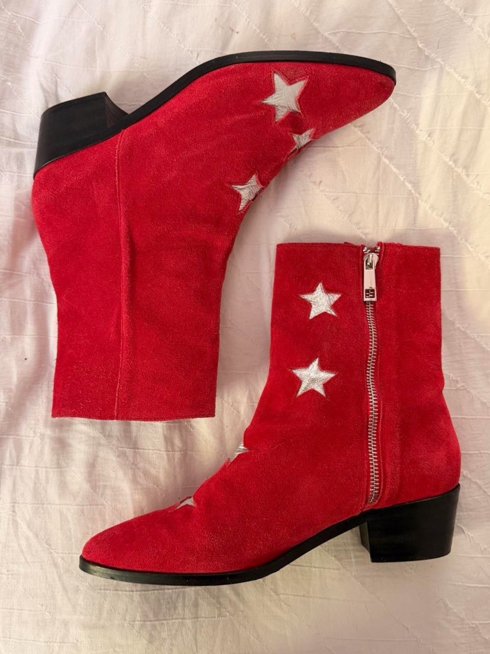 ⭐️ MODERN VICE • Original Bolt Cherry Red Red Suede Star Boots